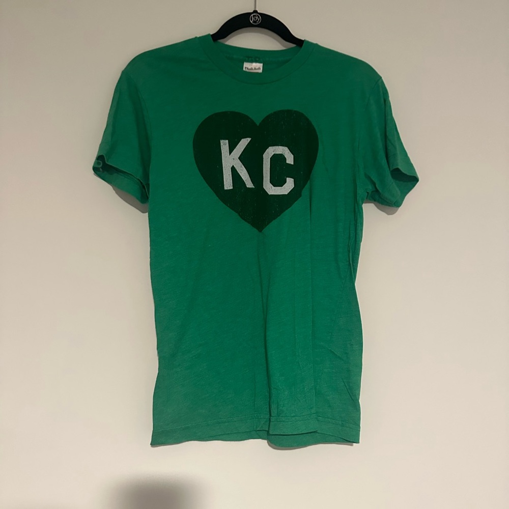 charlie hustle KC heart green shirt